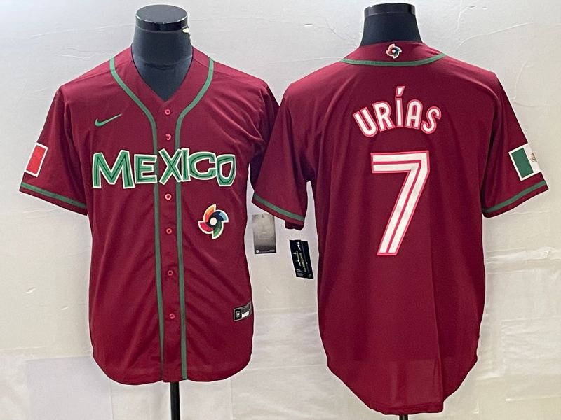 Men 2023 World Cub Mexico #7 Urias Red Nike MLB Jersey13->more jerseys->MLB Jersey